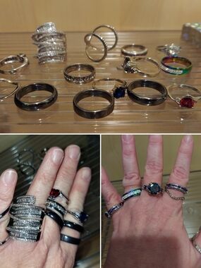 Lot Of 14 Costume Jewelry Rings Various Sizes 9-11